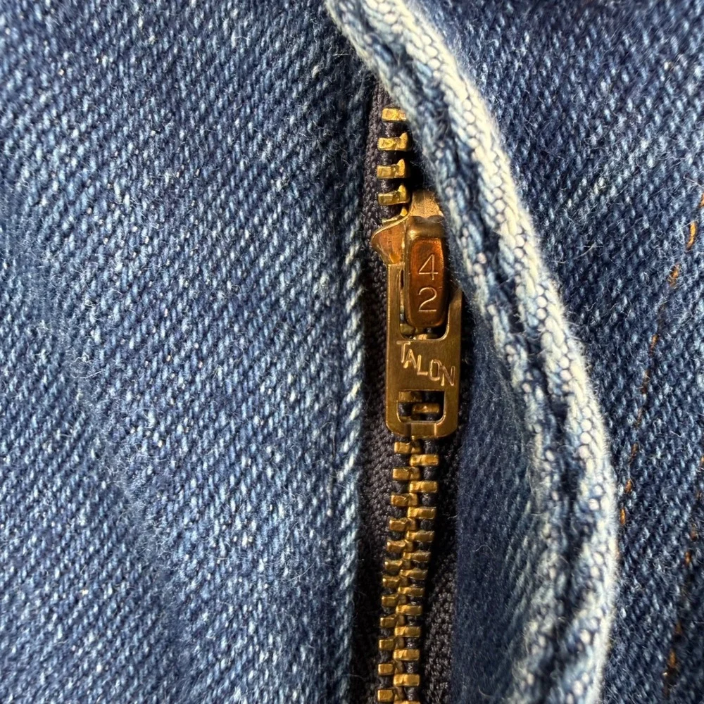 Vintage Levis Jeans Mens Fits 34x30 Blue 70s Orange Tab Talon Zip Distressed USA